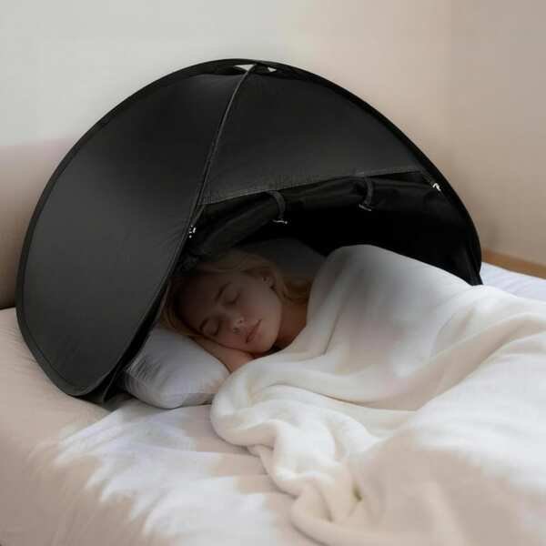 Portable Blackout Bed Tent – Pop-Up Privacy Canopy with Mesh Vent & Ph