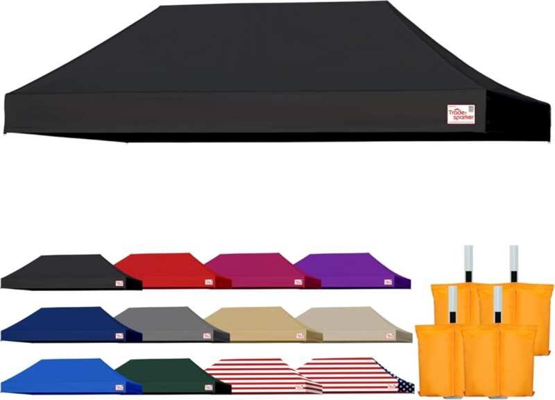 Windproof Tradesparker 10x20 Canopy Top Cover with D-Rings, Grommets &