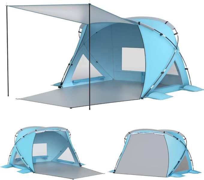 Elegear CumbreX™ 4-6 Person Beach Tent – UPF 50+, Waterproof, Cooler F