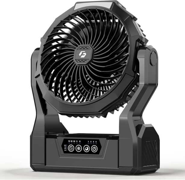 Rechargeable Camping Fan with 24000mAh Power Bank, LED Light & Battery