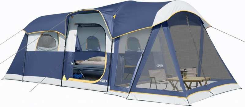 Waterproof 8-Person Tunnel Tent with Screen Porch for Outdoor Family C