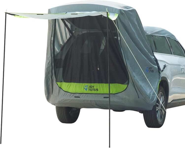 JOYTUTUS SUV Tailgate Tent with Awning: Water Resistant, Easy Setup fo