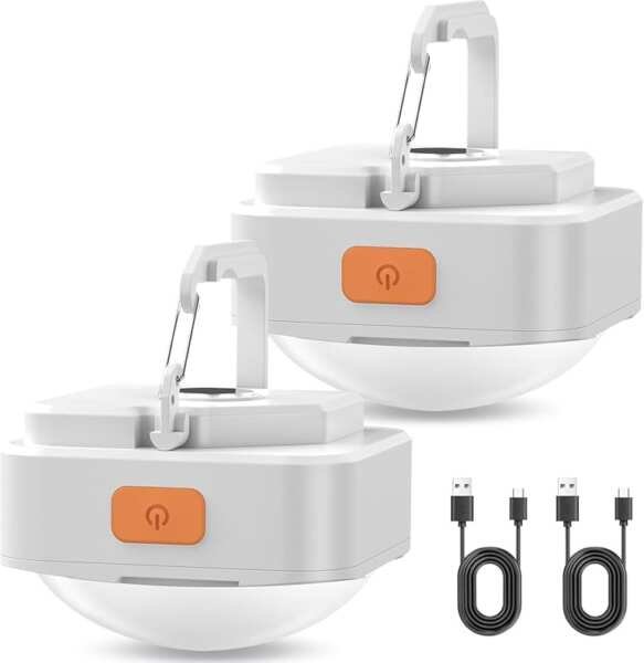 FLY2SKY Rechargeable Camping Lights, 2-Pack Mini LED Lanterns for Emer