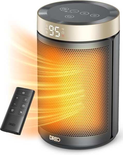 DREO Portable Electric Space Heater with Remote, Digital Display & 12H
