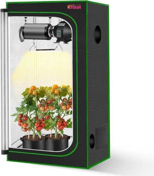 ATOUR 34”x34”x72” Grow Tent with Reflective Mylar, Observation Window 