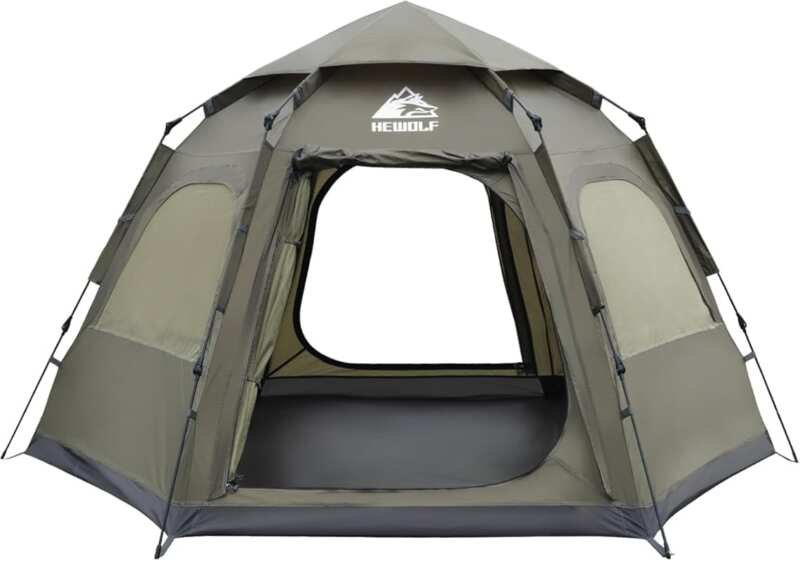 Hewolf Instant Pop-Up 2-4 Person Waterproof Camping Tent with Dual Doo