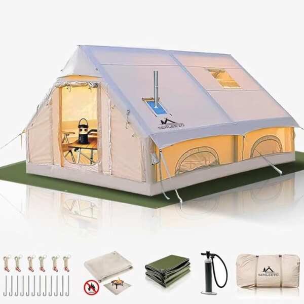 Large Inflatable Camping Tents 4/6/8/10 Person, Waterproof 4-Season Ho