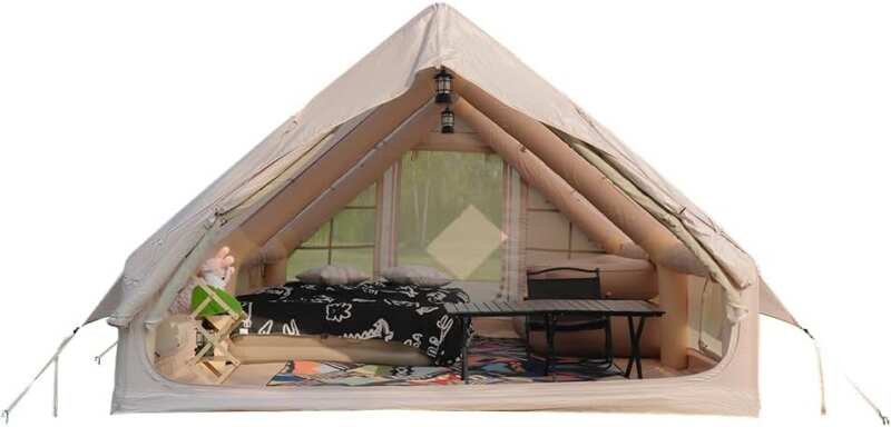 Inflatable 6-8 Person Camping Tent with Hand Pump, Waterproof Windproo