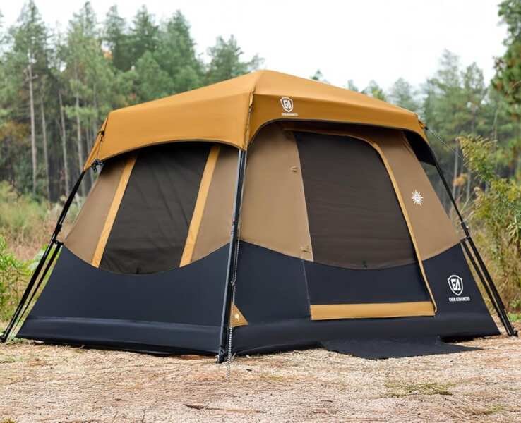 EVER ADVANCED 4 Person Blackout Tent - 60s Easy Setup, UV Protection, Water-Resistant Cabin Tent