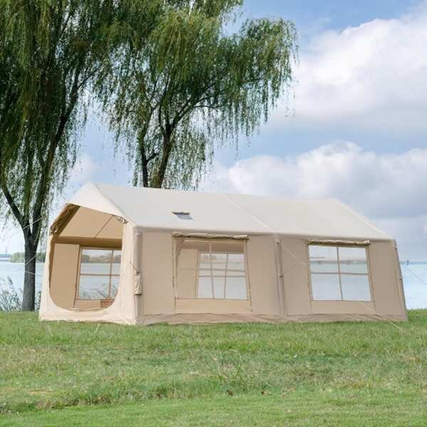 Inflatable Camping Tent with 2 Rooms for 8-12 Person, Easy Setup Air T
