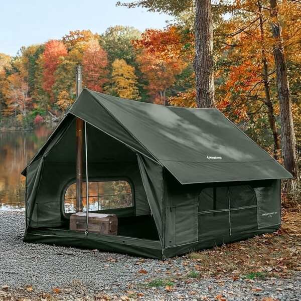 KingCamp 6-8 Person Camping Tent with Floor – Waterproof Canvas Hot Te