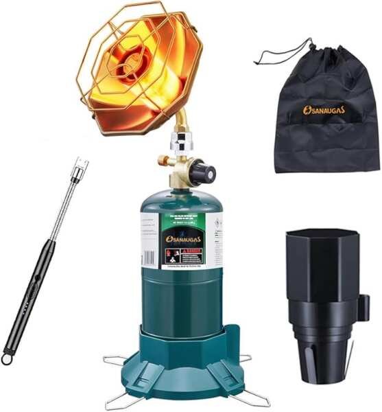 6200 BTU Propane Camping Heater with Radiant Burner, Adjustable Flame