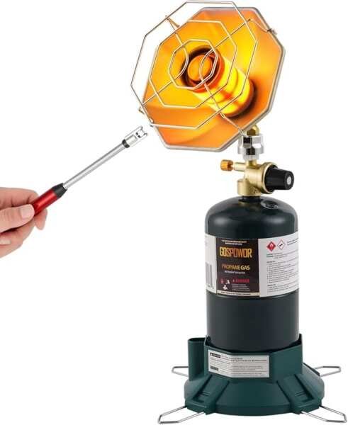 6200BTU Camping Propane Heater - Portable Outdoor Heater with USB Ligh