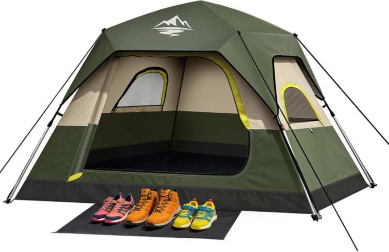 Instant Pop-Up Camping Tent for 2-4 People, Easy Setup with Waterproof
