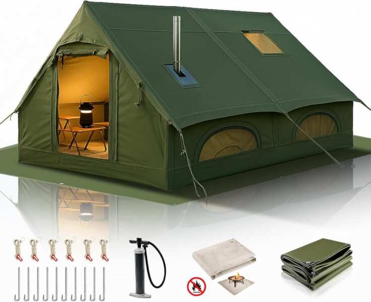Large Inflatable Camping Tents 4/6/8/10 Person, Waterproof 4-Season Ho