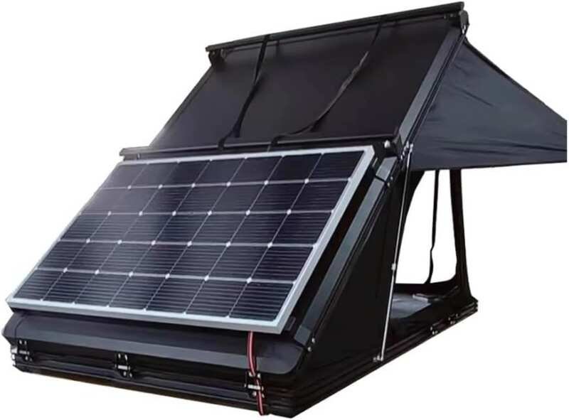 Triangle Hard Shell Rooftop Tent with Solar Panel – Aluminum Hardshell