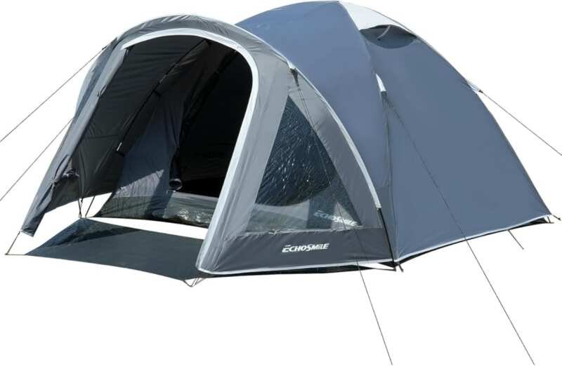 EchoSmile 2-4 Person Waterproof Family Tent with Vestibule, PVC Window